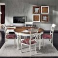 Uitschuifbare ronde tafel met inleg en 4 stoelen Made in Italy - Alite