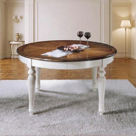 Ronde uitschuifbare tafel tot 260 cm, gemaakt van hout, vervaardigd in Italië - Alite Viadurini