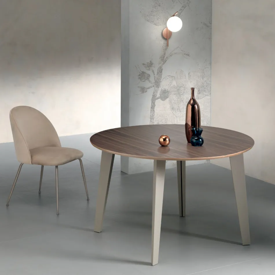 Uitschuifbare ronde tafel in Canaletto notenfineerhout - Tonico Viadurini