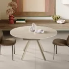 Uitschuifbare ronde tafel van gesinterd steen met marmerlook - Portico Viadurini