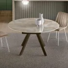 Uitschuifbare ronde tafel van gesinterd steen met marmerlook - Portico Viadurini
