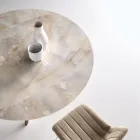 Uitschuifbare ronde tafel van gesinterd steen met marmerlook - Portico Viadurini