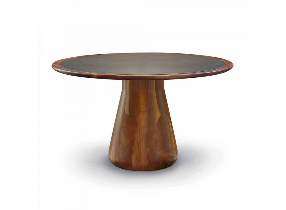 Ronde tafel met massief houten top natuurlijke walnoot, Charles Viadurini