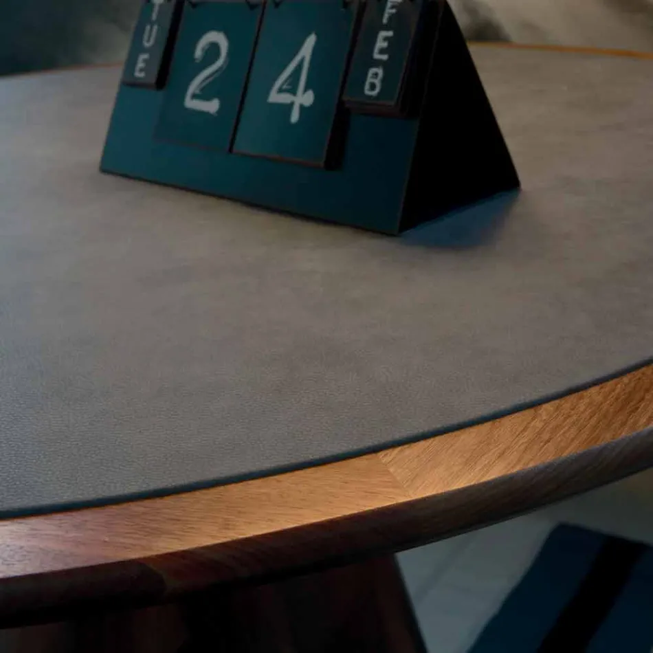 Ronde tafel met massief houten top natuurlijke walnoot, Charles Viadurini