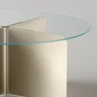 Ronde tafel met extra helder glazen blad en champagne onderstel - Piacere Viadurini
