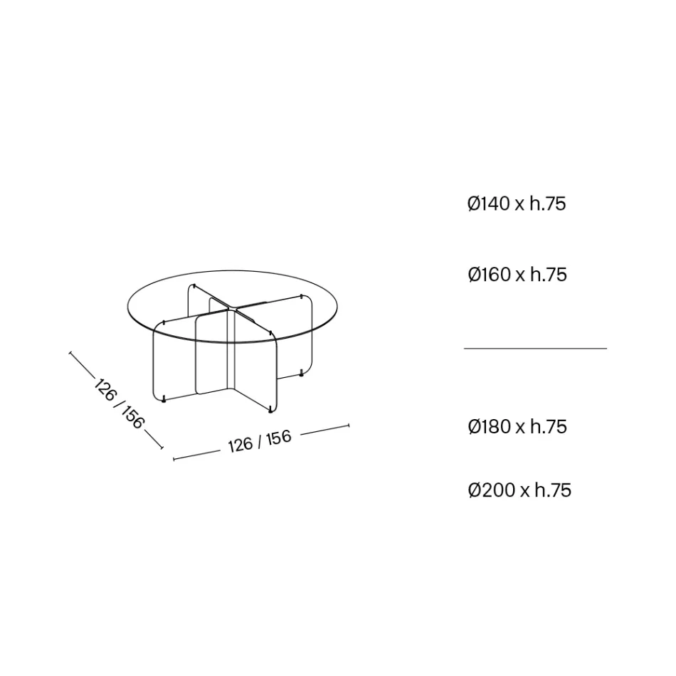 Ronde tafel met extra helder glazen blad en champagne onderstel - Piacere Viadurini