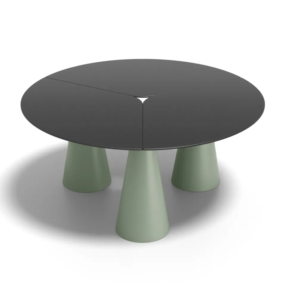 Ronde tafel voor binnen en buiten, verkrijgbaar in twee maten, gemaakt van HPL in Italië - Velario Viadurini