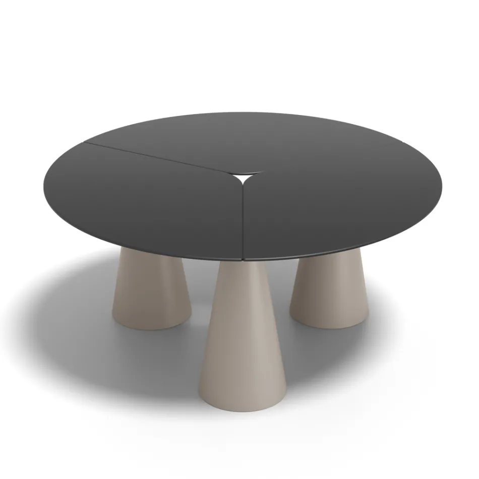 Ronde tafel voor binnen en buiten, verkrijgbaar in twee maten, gemaakt van HPL in Italië - Velario Viadurini