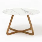 Ronde buitentafel in Calacatta Oro keramiek Made in Italy - Pegaso Viadurini