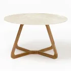 Ronde buitentafel in Chianca-keramiek van Ostuni Made in Italy - Pegaso Viadurini