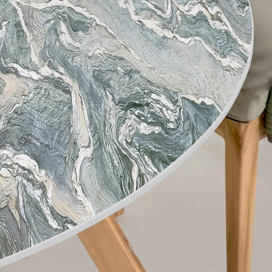 Ronde buitentafel in iconisch Ciprus-keramiek Made in Italy - Pegaso Viadurini