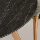 Ronde buitentafel in zwart Marquinia-keramiek Made in Italy - Pegaso Viadurini