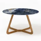Ronde buitentafel in oceaanblauw keramiek Made in Italy - Pegaso Viadurini