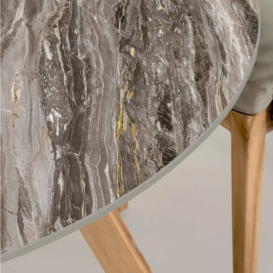 Ronde buitentafel in Orobico Luxe keramiek Made in Italy - Pegaso Viadurini