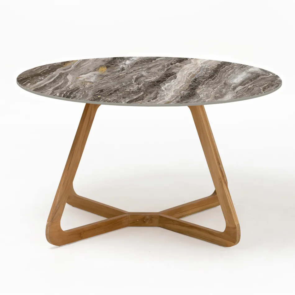 Ronde buitentafel in Orobico Luxe keramiek Made in Italy - Pegaso Viadurini