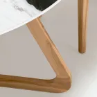 Ronde buitentafel in Panda wit keramiek Made in Italy - Pegaso Viadurini