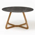Ronde buitentafel in grijs steenkeramiek Made in Italy - Pegaso Viadurini