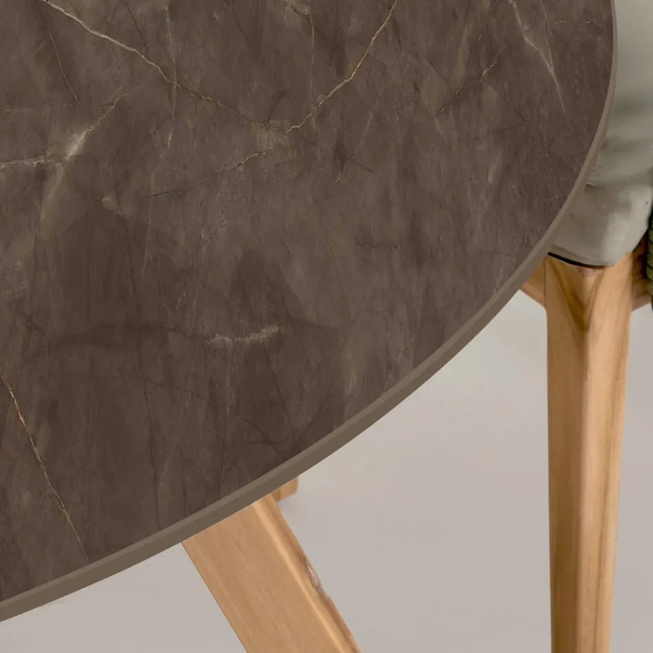 Ronde buitentafel in Pulpis bruin keramiek Made in Italy - Pegaso Viadurini