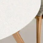 Ronde buitentafel in wit terrazzo keramiek Made in Italy - Pegaso Viadurini