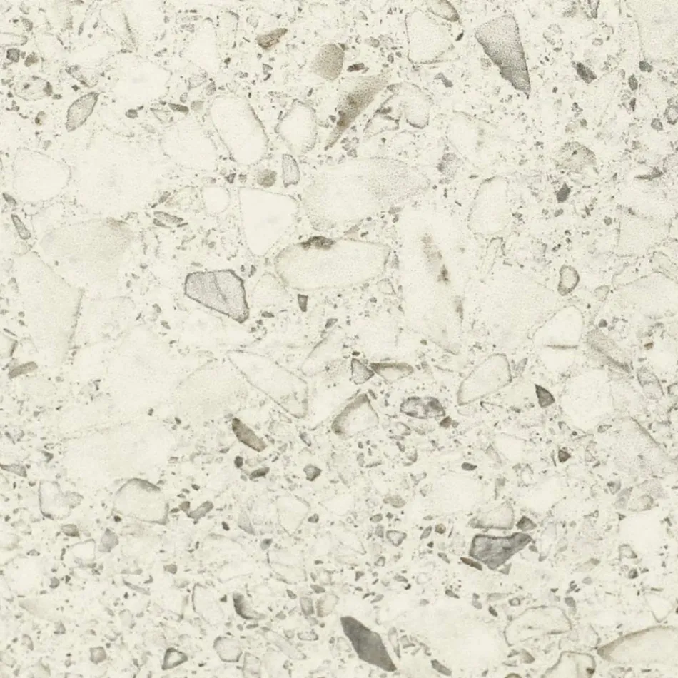 Ronde buitentafel in wit terrazzo keramiek Made in Italy - Pegaso Viadurini