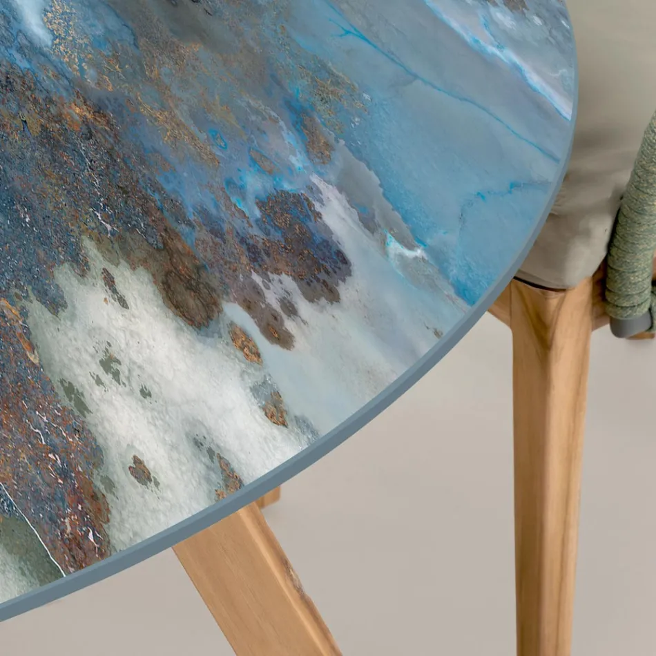 Ronde keramische buitentafel Thunderstorm Made in Italy - Pegaso Viadurini