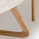Ronde buitentafel in licht travertijn keramiek Made in Italy - Pegaso Viadurini