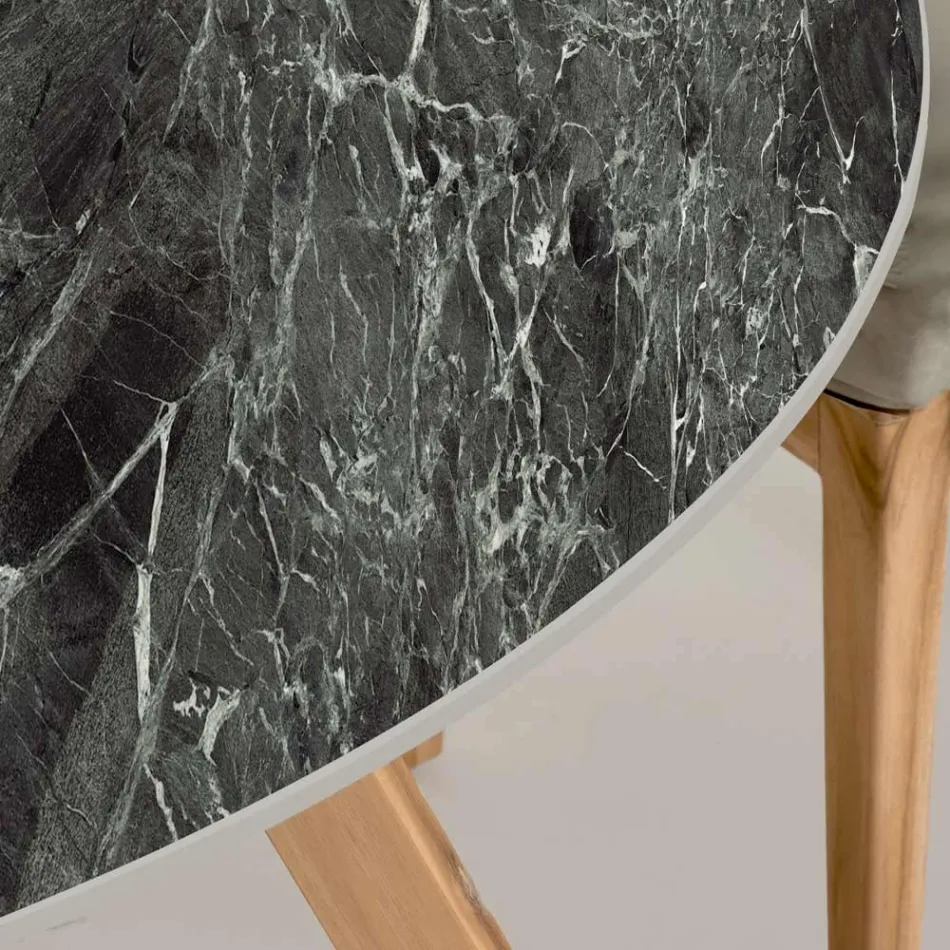 Ronde buitentafel in groen keramiek Frankrijk Made in Italy - Pegaso Viadurini