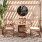 Ronde buitentafel in polyrotan met glazen blad - Gigi Viadurini
