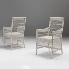 Ronde Tuintafel met 4 Fauteuils met Armleuningen - Gigi Viadurini