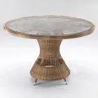 Ronde Tuintafel met 4 Fauteuils met Armleuningen - Gigi Viadurini