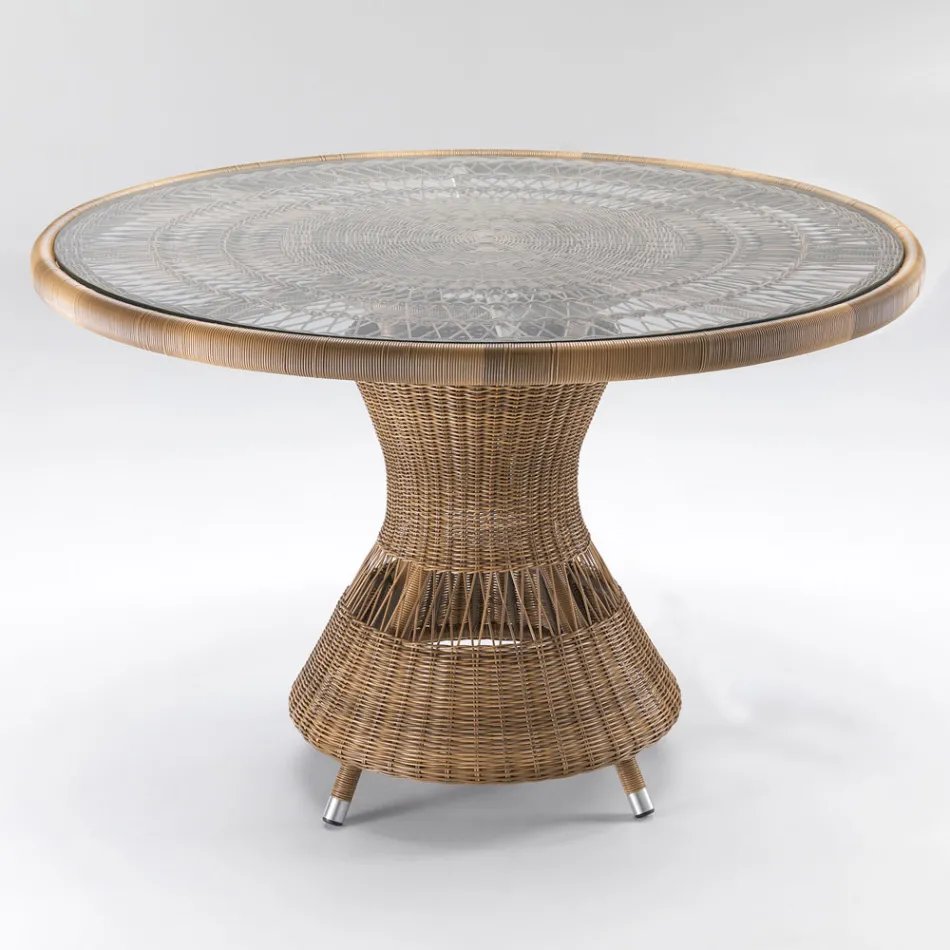 Ronde Tuintafel met 4 Fauteuils met Armleuningen - Gigi Viadurini