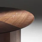 Ronde eettafel van essenhoutfineer - Libra Viadurini