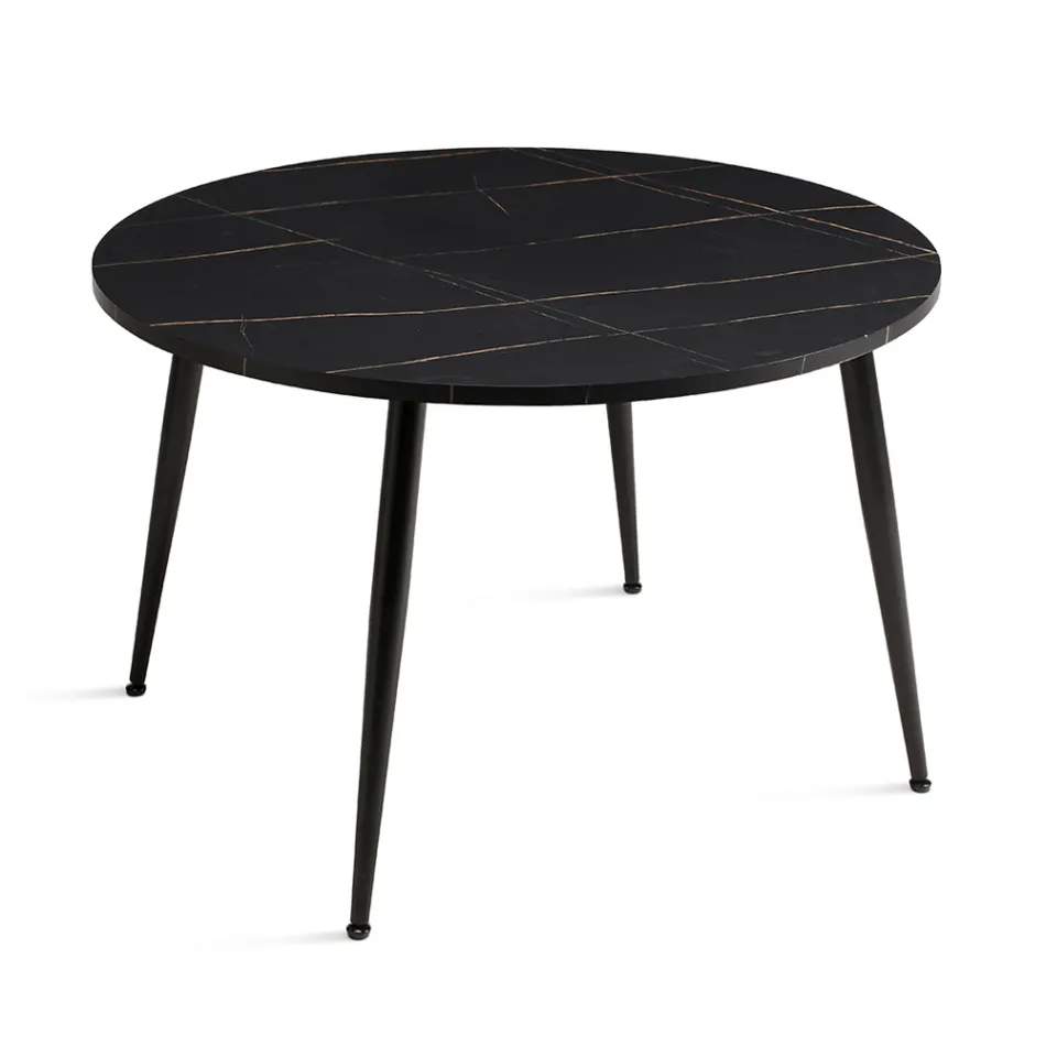 Ronde tafel voor zes personen met MDF-blad en metalen onderstel - Croma Viadurini