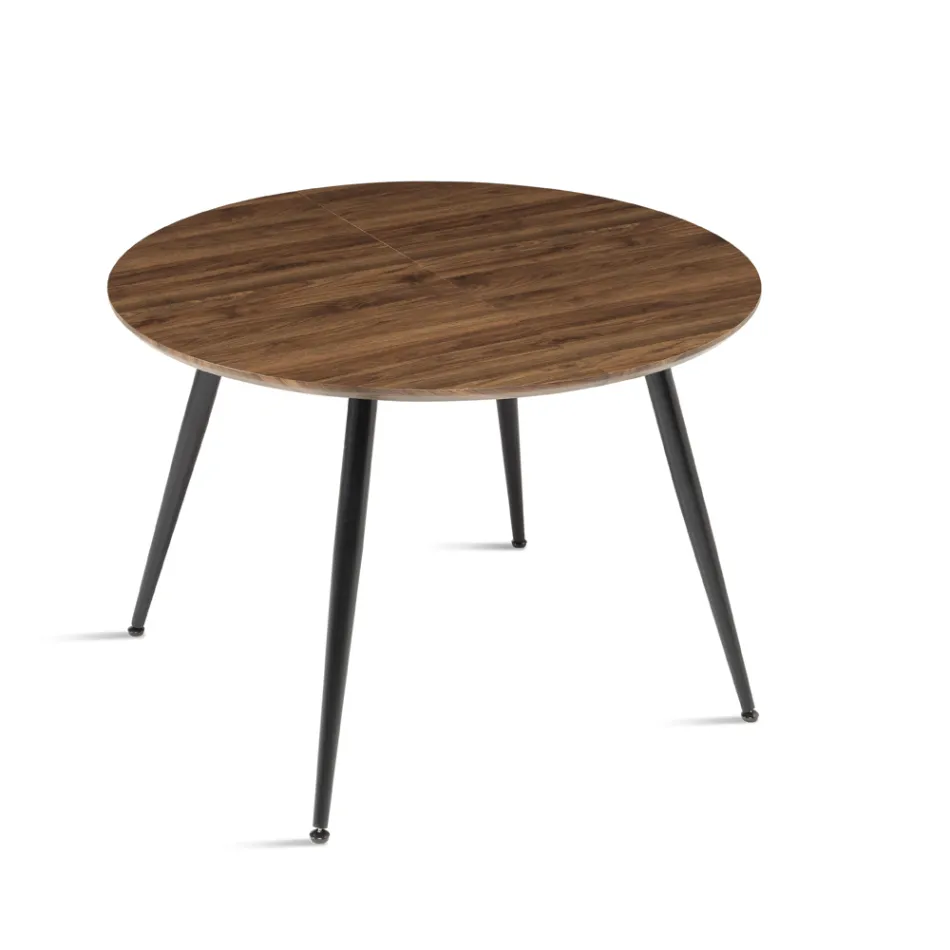 Ronde tafel voor zes personen met MDF-blad en metalen onderstel - Croma Viadurini
