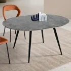 Ronde tafel voor zes personen met MDF-blad en metalen onderstel - Croma Viadurini