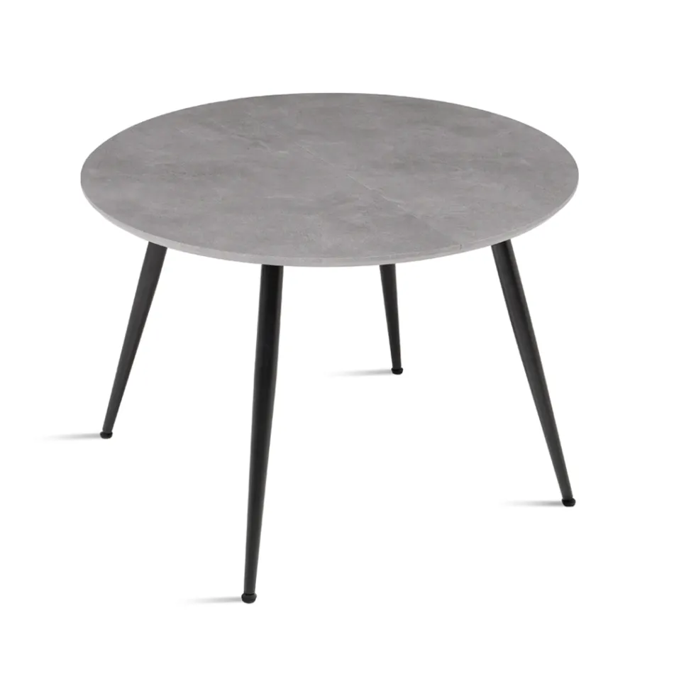 Ronde tafel voor zes personen met MDF-blad en metalen onderstel - Croma Viadurini