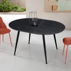 Ronde tafel voor zes personen met MDF-blad en metalen onderstel - Croma Viadurini