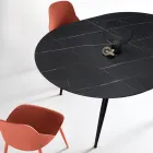 Ronde tafel voor zes personen met MDF-blad en metalen onderstel - Croma Viadurini