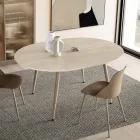 Ronde tafel voor zes personen met MDF-blad en metalen onderstel - Croma Viadurini