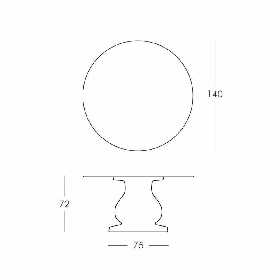 Klassiek design ronde tafel, Ø140 en HPL top - negentiende eeuw door Slide Viadurini