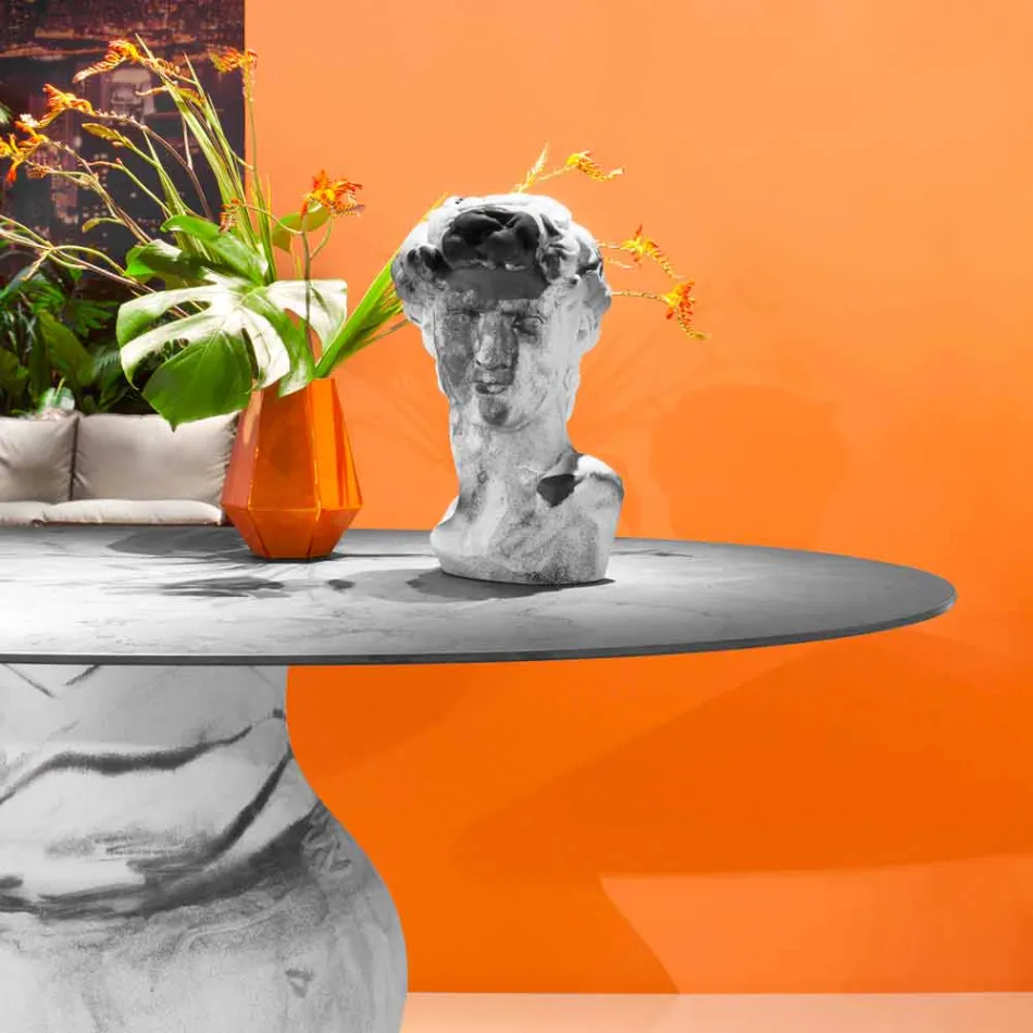 Klassiek design ronde tafel, Ø140 en HPL top - negentiende eeuw door Slide Viadurini