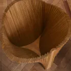 Ronde designtafel van glas en geolied essenhout Made in Italy - Madame Viadurini