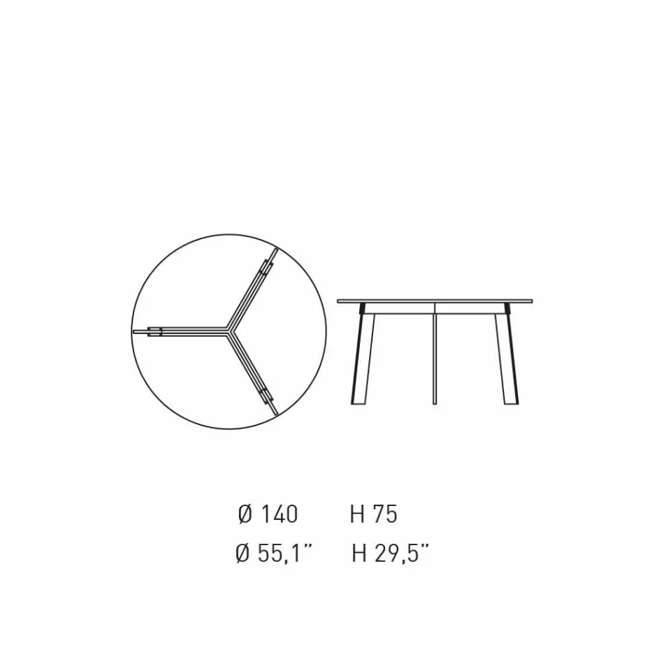 Moderne design ronde tafel in staal en gekleurd gelakt MDF - Aronte Viadurini
