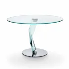 Ronde tafel van modern design in extra helder glas gemaakt in Italië - Akka Viadurini