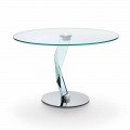 Ronde tafel van modern design in extra helder glas gemaakt in Italië - Akka
