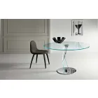 Ronde tafel van modern design in extra helder glas gemaakt in Italië - Akka Viadurini