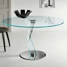Ronde tafel van modern design in extra helder glas gemaakt in Italië - Akka Viadurini