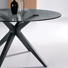 Ronde tafel met een diameter van 140 cm, gemaakt van gerookt gehamerd glas en metaal - Domus Viadurini