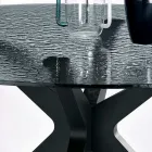 Ronde tafel met een diameter van 140 cm, gemaakt van gerookt gehamerd glas en metaal - Domus Viadurini