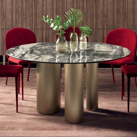 Vaste ronde tafel met keramisch blad Made in Italy - Schaar Viadurini